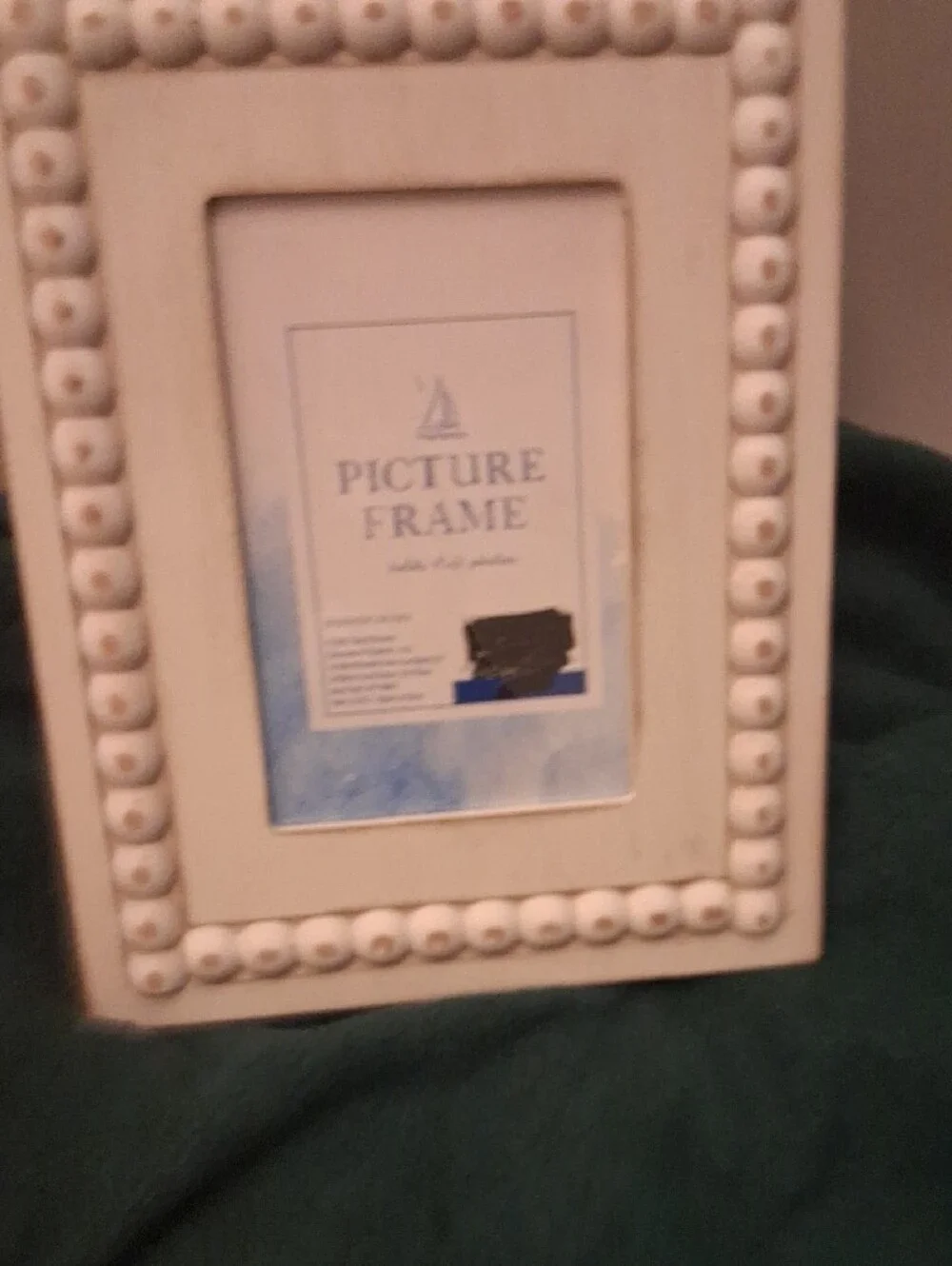 White Beaded Wood Picture Frame by